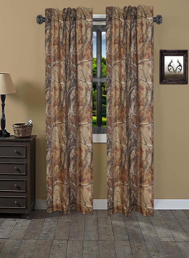 VISI-ONE Realtree All Purpose Camouflage Rod Pocket Window Curtains, Set of 2 Panels (42"x87" Inch) - Camo Drapes in Forest and Rustic Theme, Perfect for Bedroom, Farmhouse, Living Room, Cabin, and Kitchen - Image 1